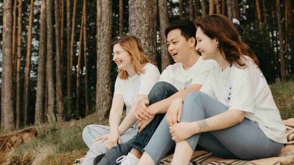 Friends having fun hiking for free entertainment