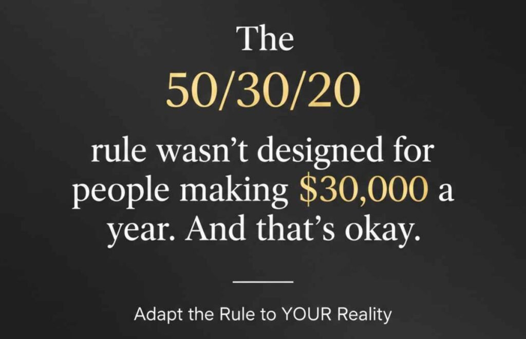 Quote stating the 50/30/20 rule was not designed for people making $30,000 a year.