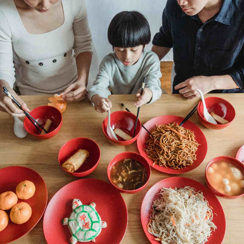 Family eating together affordable budget meal