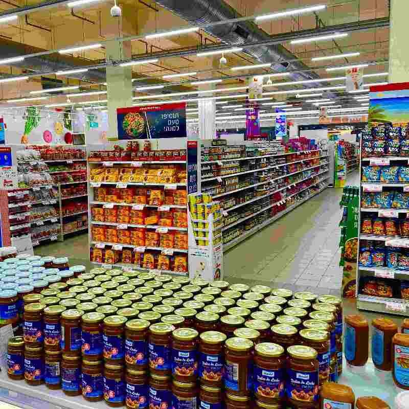 Shopping at Aldi store exterior or aisle